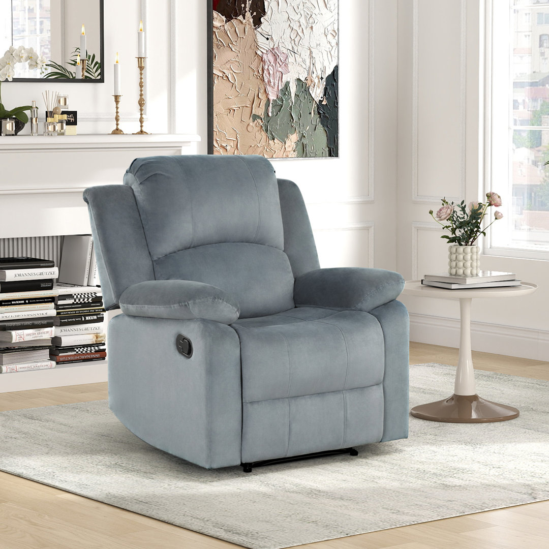 Nikodemos 34.8" Wide Contemporary Breathable Skin Friendly Microfiber Fabric Soft Padded Manual Recliner Chair